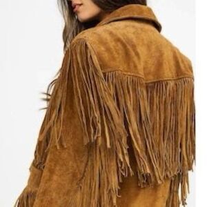 Pypsa | Vintage 1950s Fringe Brown Suede Western Button Up Jacket | Size 44